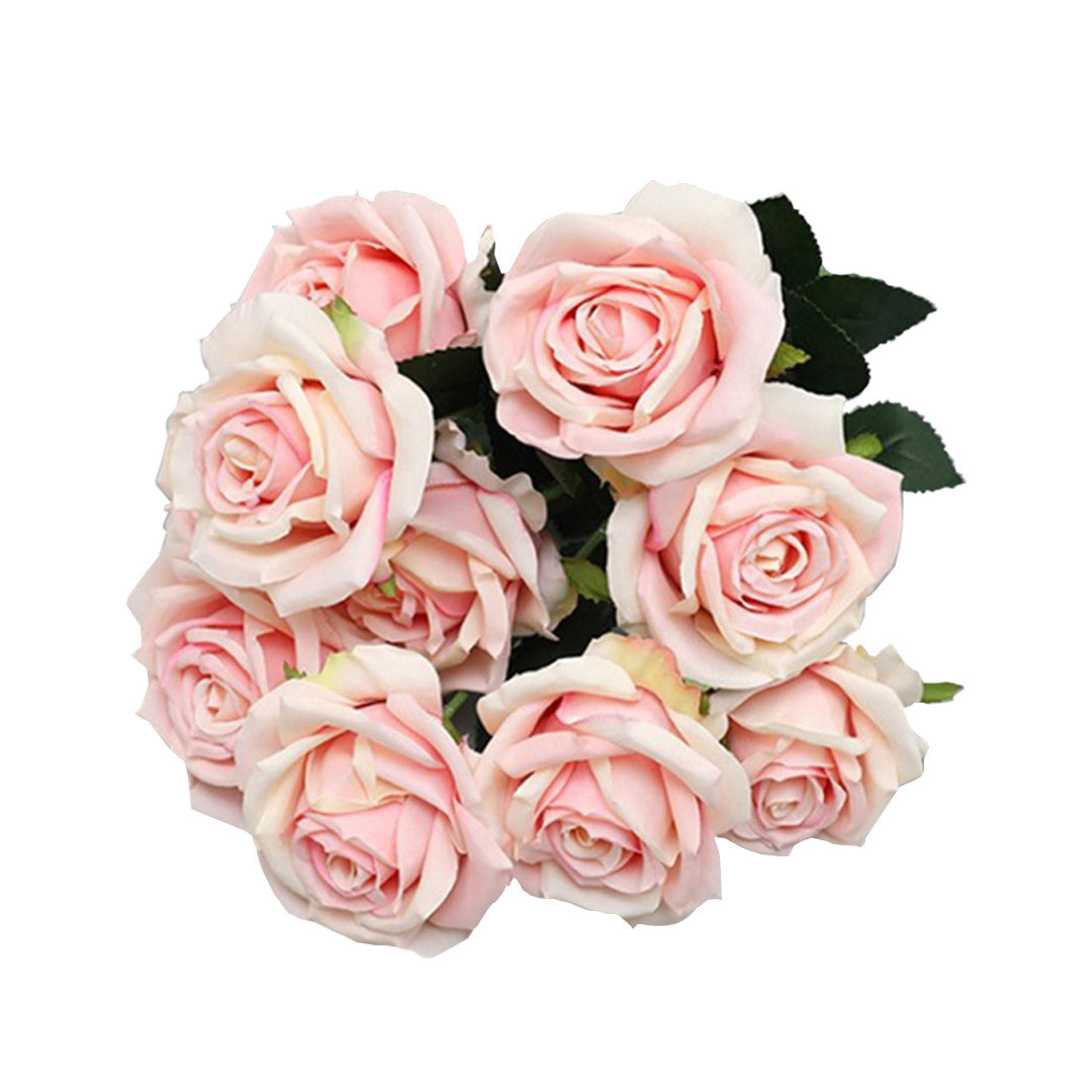 SOGA 4 Bunch Artificial Silk Rose 9 Heads Flower Fake Bridal Bouquet Table Decor Champion • LUZ-HO-F001
