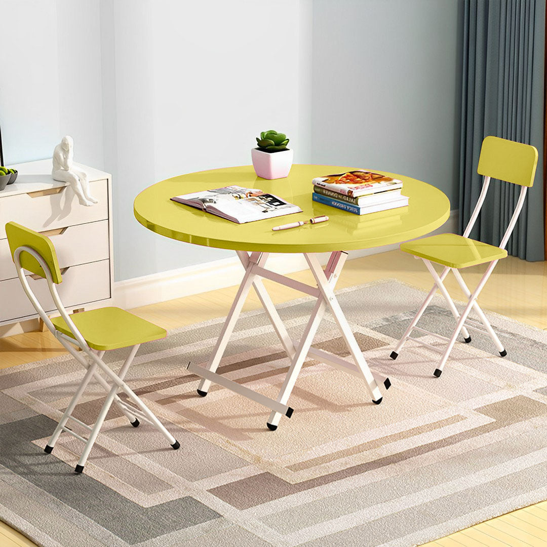SOGA Yellow Dining Table Portable Round Surface Space Saving Folding Desk Home Decor • LUZ-TableRD725