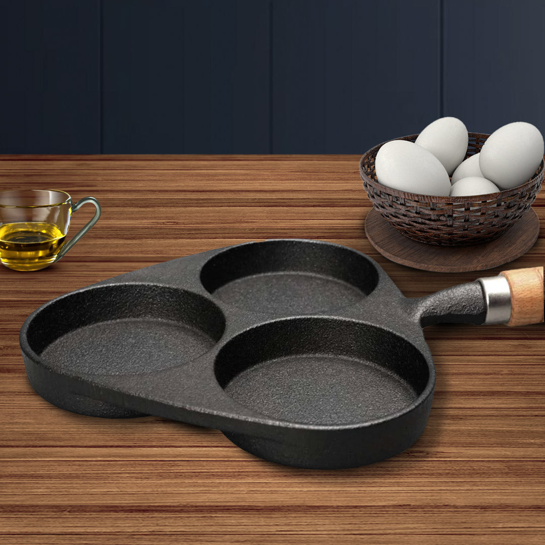 SOGA 2X 3 Mold Cast Iron Breakfast Fried Egg Pancake Omelette Fry Pan • LUZ-ZPaiB4X2