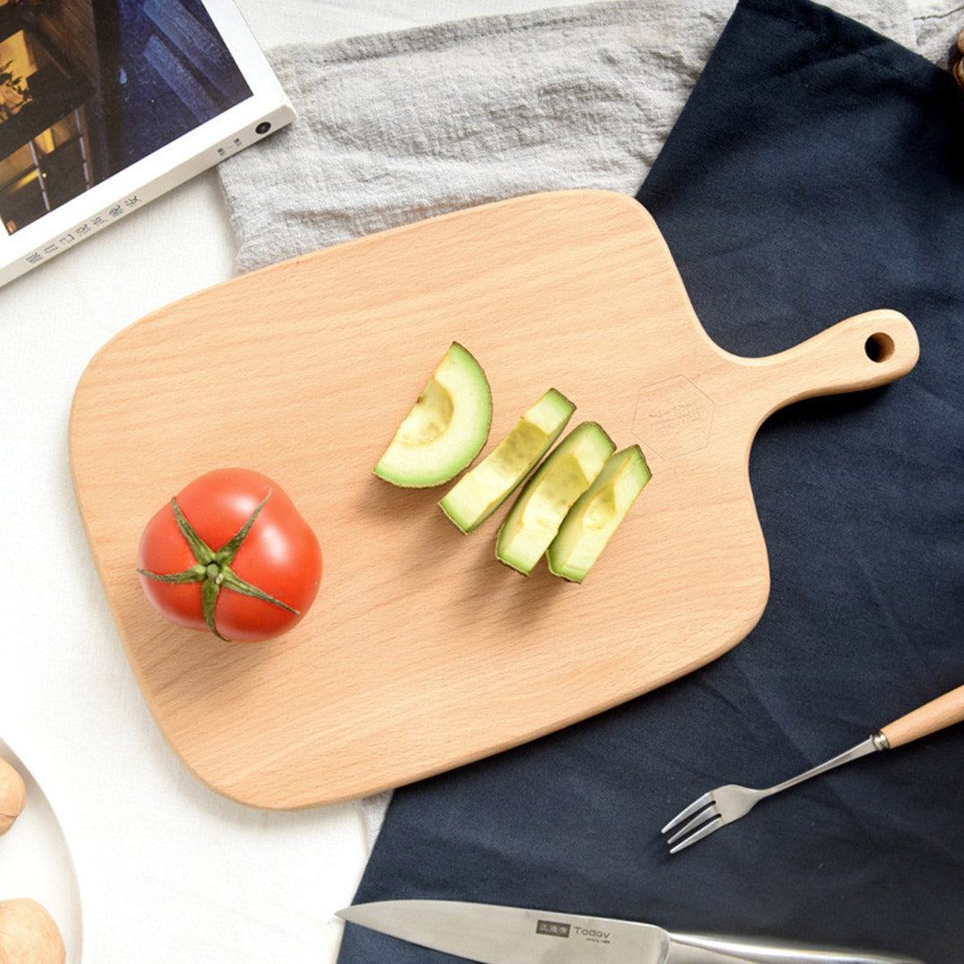 SOGA 26cm Brown Rectangle Wooden Serving Tray Chopping Board Paddle with Handle Home Decor • LUZ-WodF601