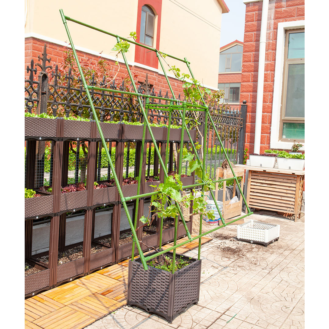 SOGA 160cm Rectangular Inclined Plant Frame Tube Pergola Trellis Vegetable Flower Herbs Outdoor Vine Support Garden Rack • LUZ-PlantTube5P