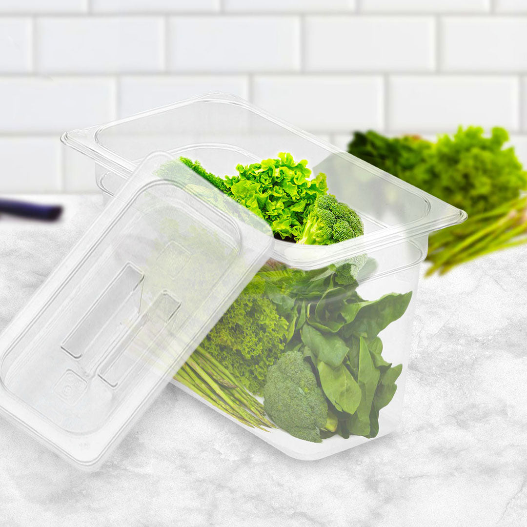 SOGA 200mm Clear Gastronorm GN Pan 1/3 Food Tray Storage with Lid • LUZ-VICPans1424wLidX1