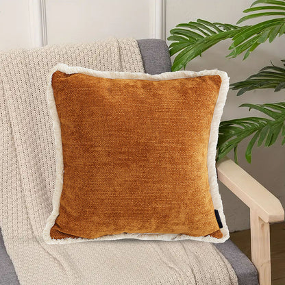 SOGA 45cm Home Aesthetic Chenille Texture Tassel Square Sunset Orange Throw Pillow • LUZ-FrenchCushion247