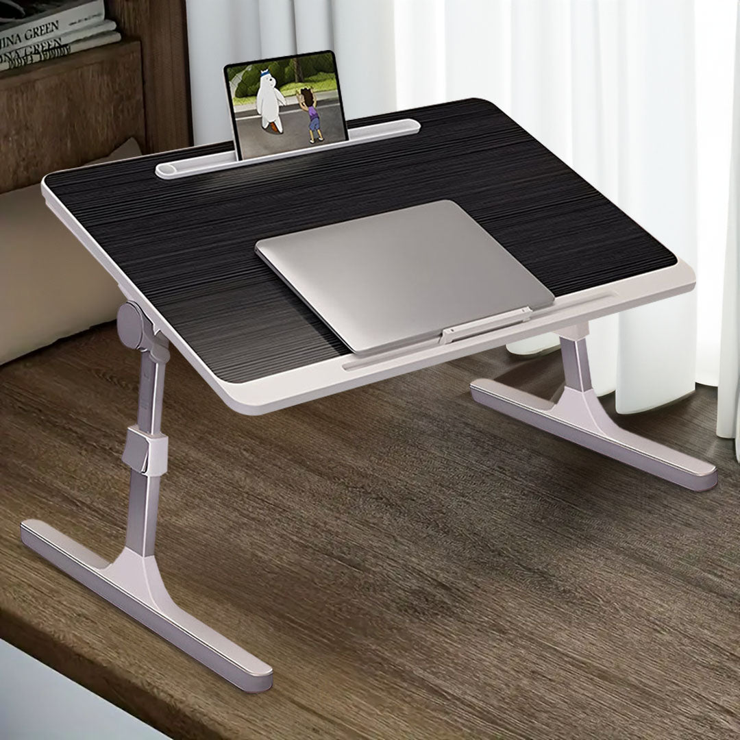 SOGA 2X 60X40cm Black Small Laptop Bed Portable Foldable Study Table Adjustable • LUZ-BedTableA12X2