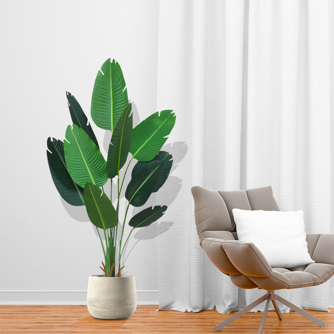 SOGA 180cm Artificial Bird of Paradise Plants Fake Tropical Palm Tree with 10 in Pot and Woven Seagrass Belly, Home Decor • LUZ-APlantFHM18013