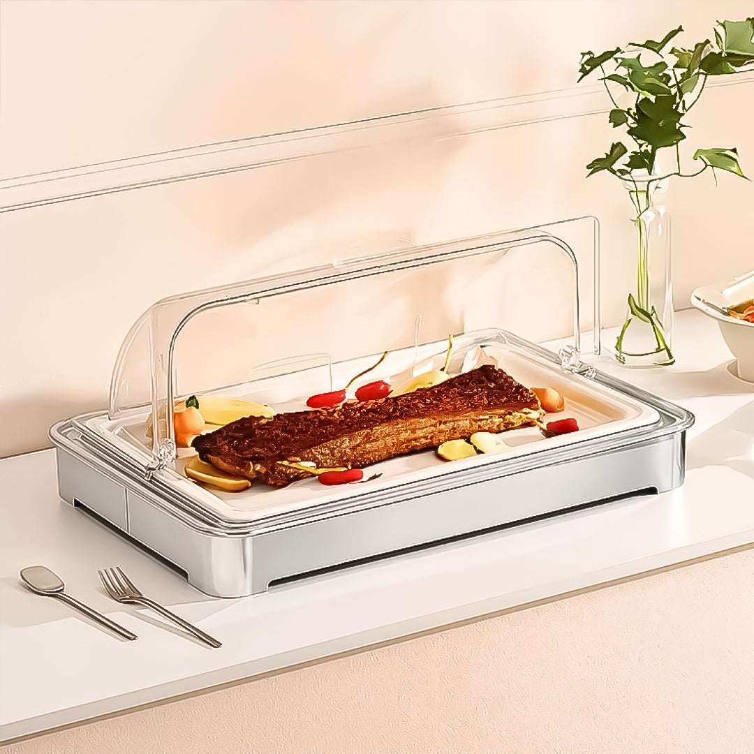 SOGA 59x38.5cm Silver Color Ceramic Serving Bowl Chafing Dish for Kitchen Essential • LUZ-ChafingDish6V11