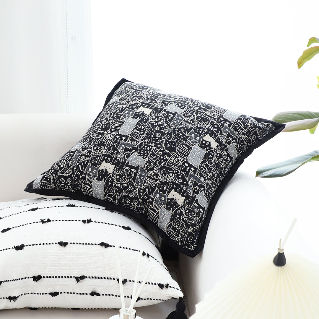 SOGA 2X 45cm Throw Pillow Black Cat Paradise Wide Border Decorative Cushion for Living Room • LUZ-FrenchCushion293X2