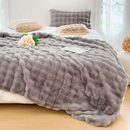 SOGA 200cm Grey Fur Fuzzy Super Soft and Cozy Fluffy Throw Blanket • LUZ-BlanketFur335