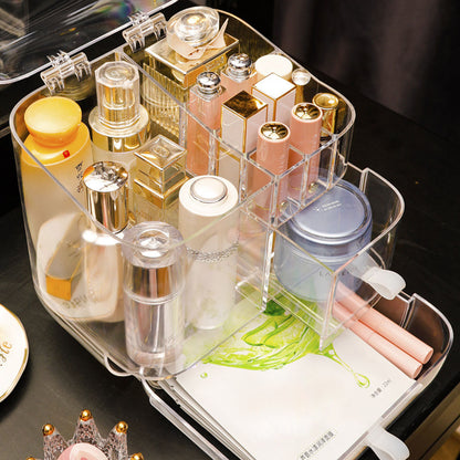 SOGA Transparent Cosmetic Storage Box Clear Makeup Skincare Holder with Lid Drawers Waterproof  Dustproof Organiser • LUZ-BathC107