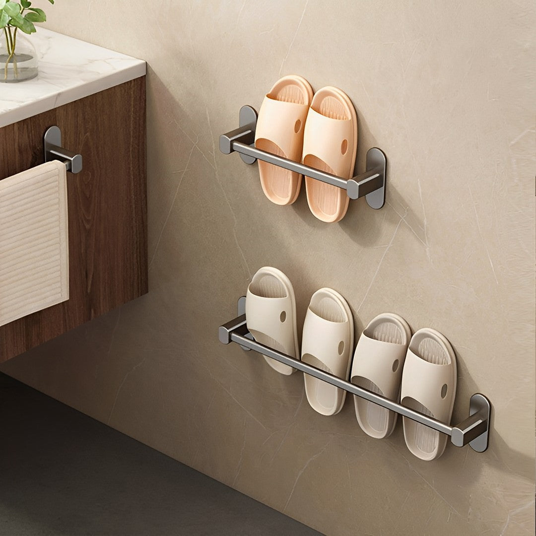 SOGA 49cm Wall-Mounted Slipper Organiser Adhesive Storage Space-Saving Wall Rack LUZ-TAN1041