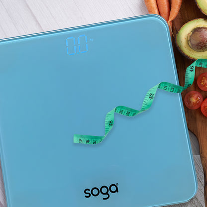 SOGA 180kg Digital Fitness Weight Bathroom Gym Body Glass LCD Electronic Scales Blue • LUZ-BodyWeightScaleBlue