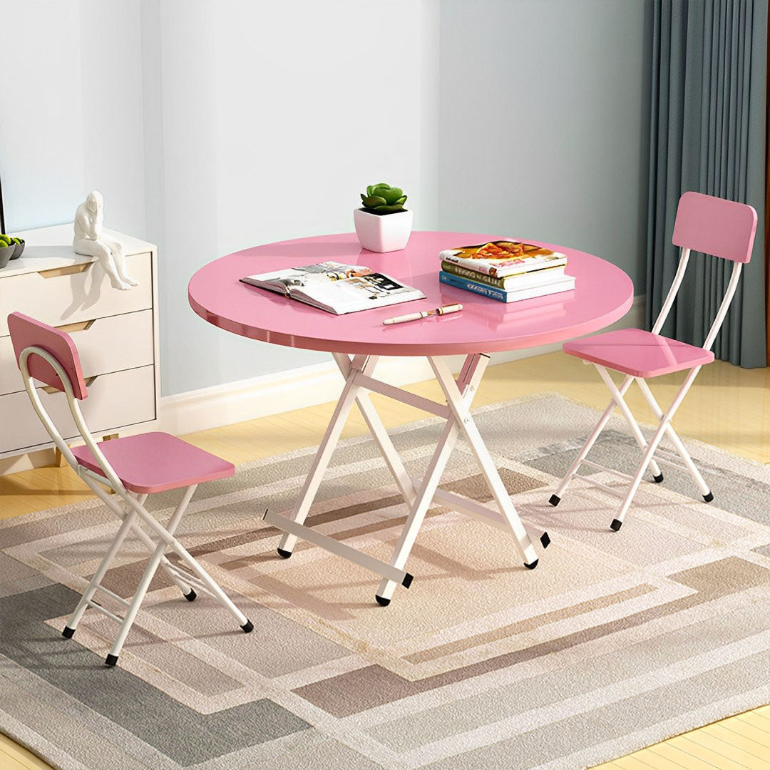 SOGA 2X Pink Dining Table Portable Round Surface Space Saving Folding Desk Home Decor • LUZ-TableRD726X2