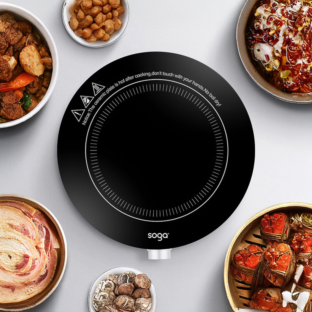 SOGA 2X 26cm Smart Electric Induction Cooktop Portable Kitchen Cooker for Cookware • LUZ-CooktopC20A6X2