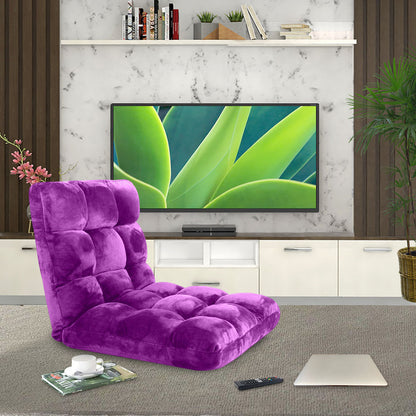 SOGA 2X Floor Recliner Folding Lounge Sofa Futon Couch Folding Chair Cushion Purple • LUZ-LoungeChairPurpleX2
