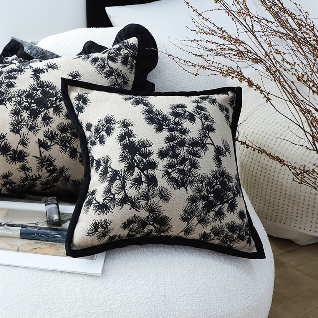 SOGA 2X 45cm Throw Pillow Black and White Wide Border Square Pillow Stylish Decorative Cushion Living Room • LUZ-FrenchCushion304X2