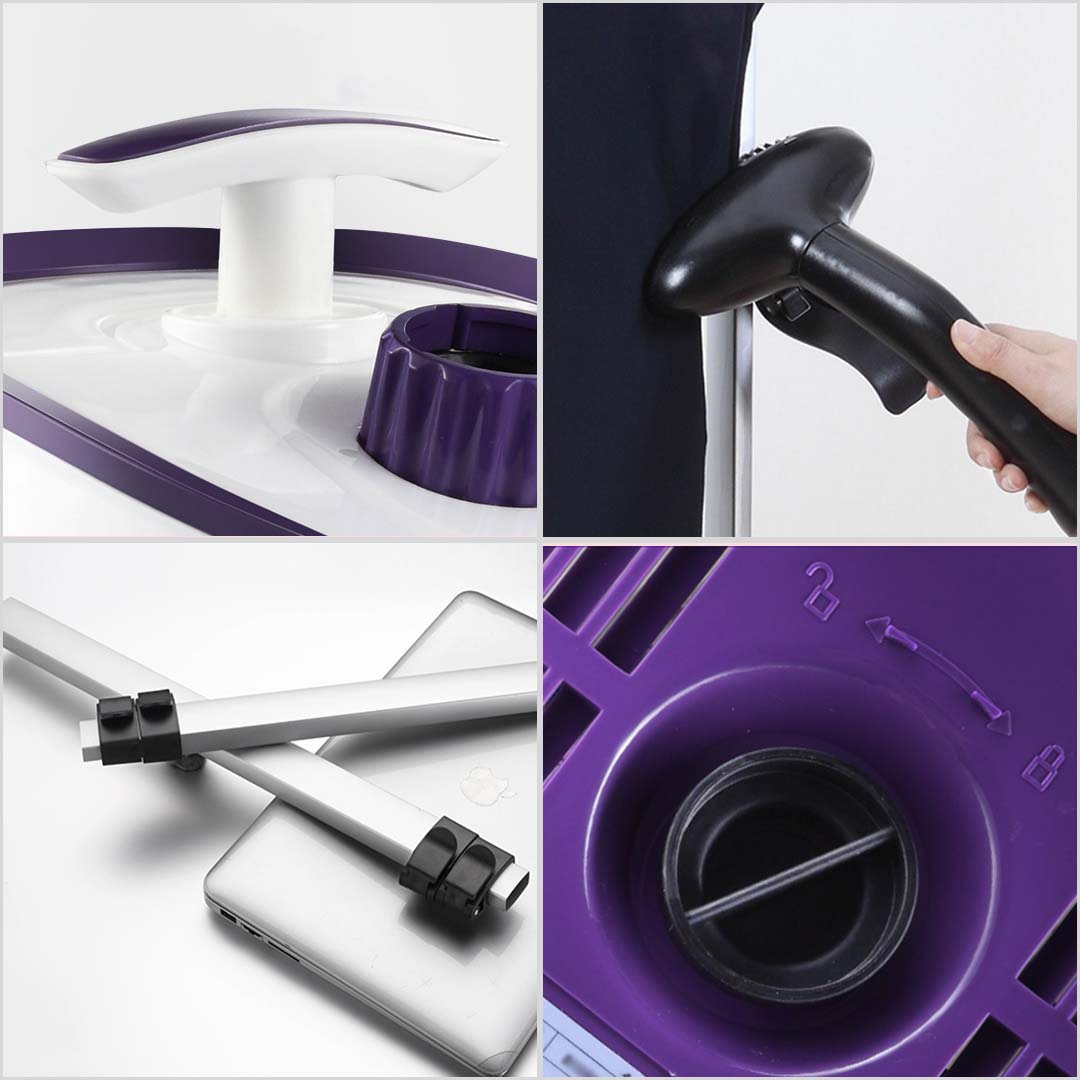 SOGA Garment Steamer Vertical Twin Pole Clothes 1700ml 1800w Professional Steaming Kit Purple • LUZ-GarmentSteamerTwinPolePurple