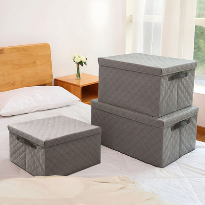 SOGA 2X Small Grey Non-Woven Diamond Quilt Grid Fabric Storage/Organizer Box • LUZ-SBox041X2