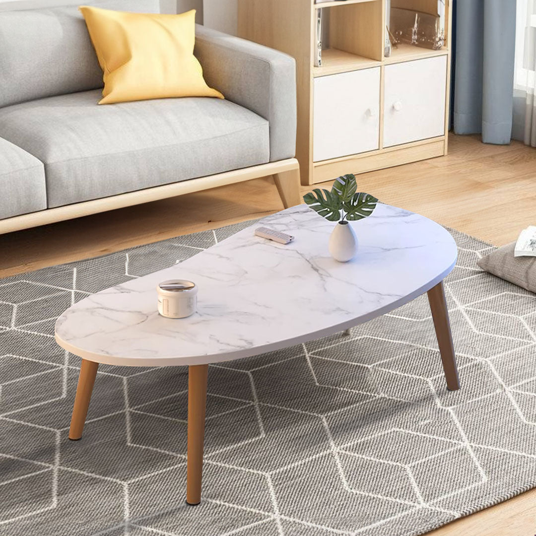 SOGA 2X 80x40cm White Stone Pattern Living Room Nordic  Coffee Table Modern Style • LUZ-TableTea12X2