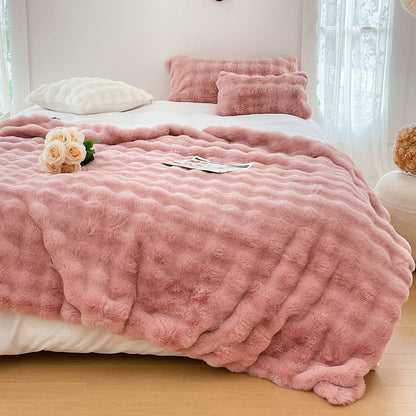 SOGA 200cm Pink Fur Fuzzy Super Soft and Cozy Fluffy Throw Blanket • LUZ-BlanketFur338