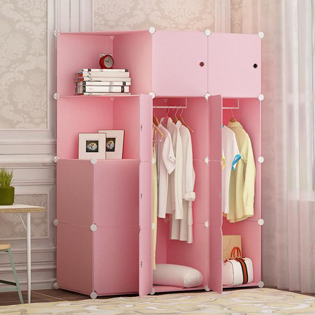 SOGA 10 Cubes Princess Design Portable Wardrobe Divide-Grid Modular Storage Organiser Foldable Closet • LUZ-Wrobe3524
