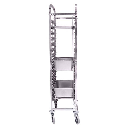 SOGA Gastronorm Trolley 15 Tier Stainless Steel Bakery Trolley Suits GN 1/1 Pans • LUZ-GastronormRackingTrolley304
