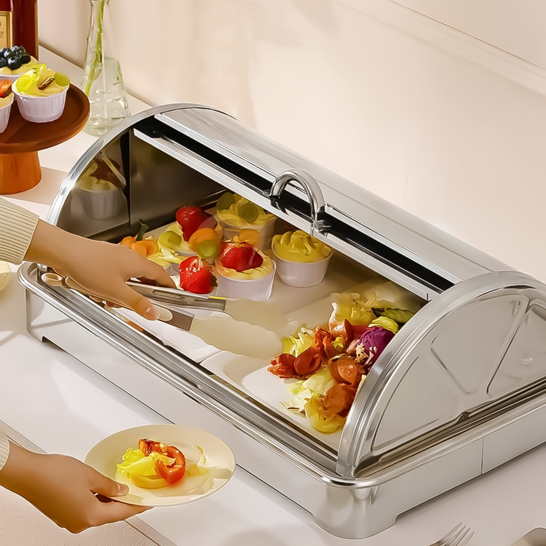 SOGA 59x38.5cm Silver Color Ceramic Serving Bowl Chafing Dish for Kitchen Essential • LUZ-ChafingDish6V14