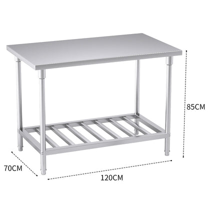 SOGA 120*70*85cm Commercial Catering Kitchen Stainless Steel Prep Work Bench • LUZ-WorkBenchSS2032120CM