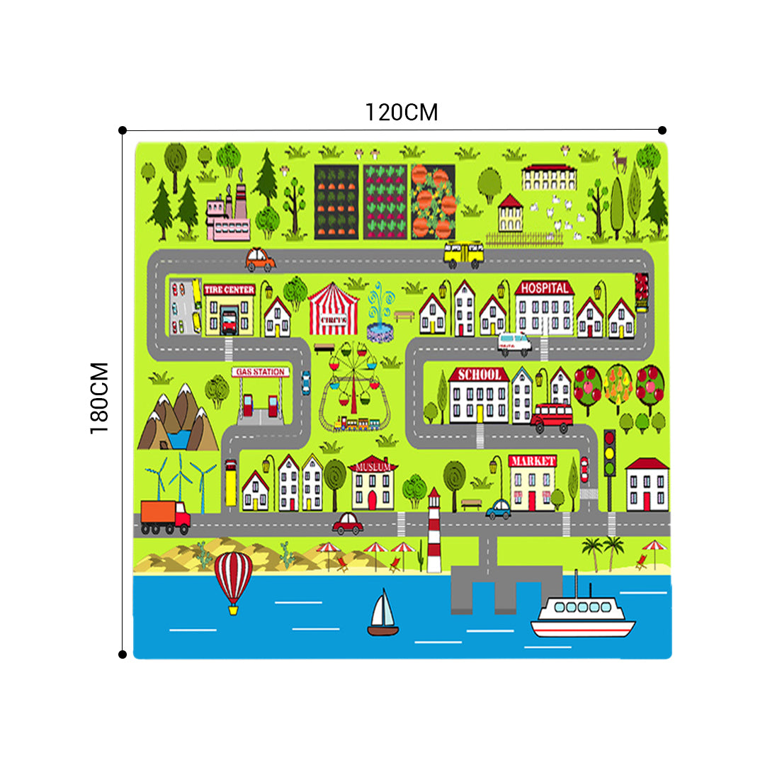 SOGA 2X 120cm Kids Rug Street Map Play Mat, Educational Baby Theme Park Area Rugs • LUZ-KidCarpet600X2