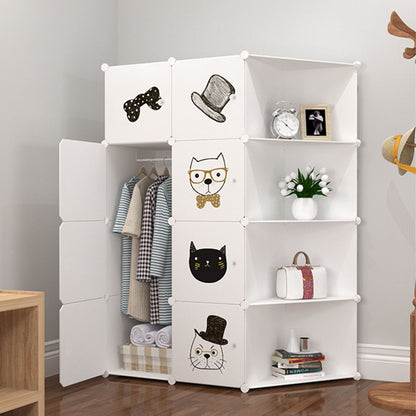 SOGA 10 Cubes White Portable Wardrobe Divide-Grid Modular Storage Organiser Foldable Closet with Doors • LUZ-Wrobe3520