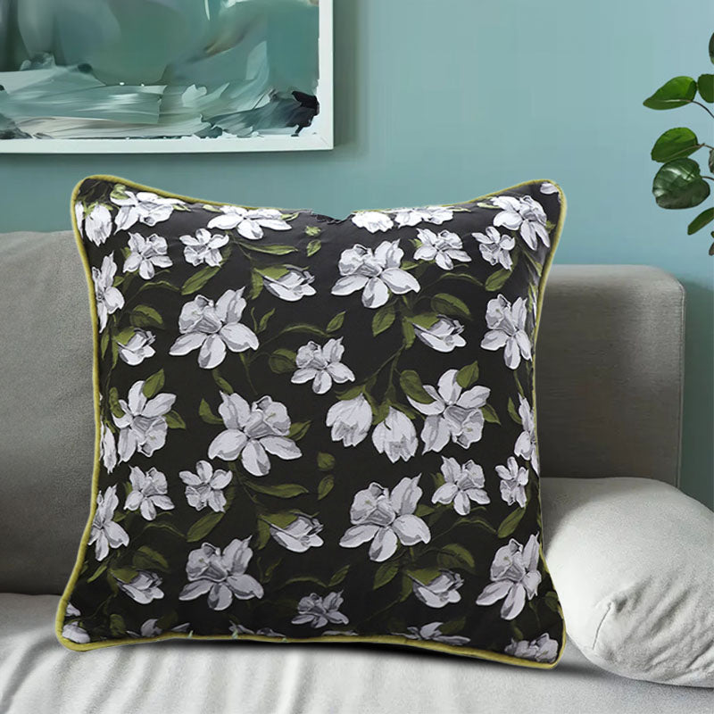 SOGA 45cm Subtle Foliage Green Pillow Subtle Orchid Blossom Square Throw Pillow • LUZ-FrenchCushion256