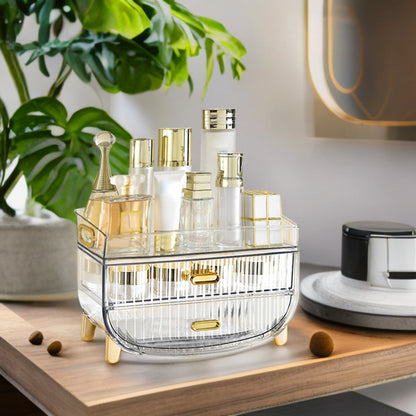 SOGA 2X 3 Tier Transparent Multifunctional Countertop Cosmetic Storage Makeup Skincare Holder Jewelry Cabinet Bathroom Desk Drawer Vanity Organiser • LUZ-BathC123X2