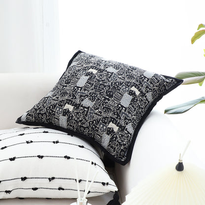SOGA 45cm Throw Pillow Black Cat Paradise Wide Border Decorative Cushion for Living Room • LUZ-FrenchCushion293