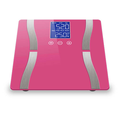 SOGA Glass LCD Digital Body Fat Scale Bathroom Electronic Gym Water Weighing Scales Pink • LUZ-BodyFatScalePink