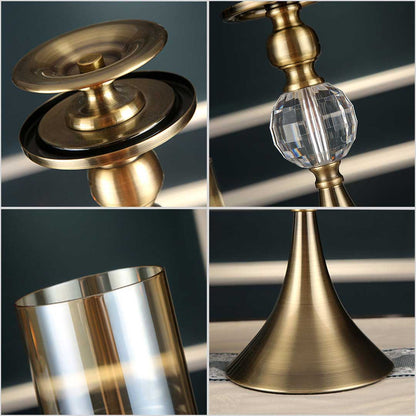 SOGA 2X 38cm Glass Candle Holder Candle Stand Glass/Metal • LUZ-CandleStickBSmallX2