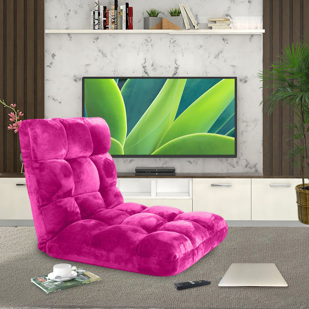 SOGA 2X Floor Recliner Folding Lounge Sofa Futon Couch Folding Chair Cushion Pink • LUZ-LoungeChairPinkX2