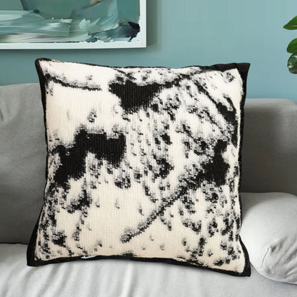 SOGA 45cm Light Vintage Leopard Print Black & White Ink Splatter Wide-Edge SquareThrow Pillow • LUZ-FrenchCushion252