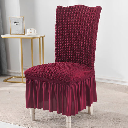 SOGA Burgundy Chair Cover Seat Protector with Ruffle Skirt Stretch Slipcover Wedding Party Home Decor • LUZ-Chaircov21A