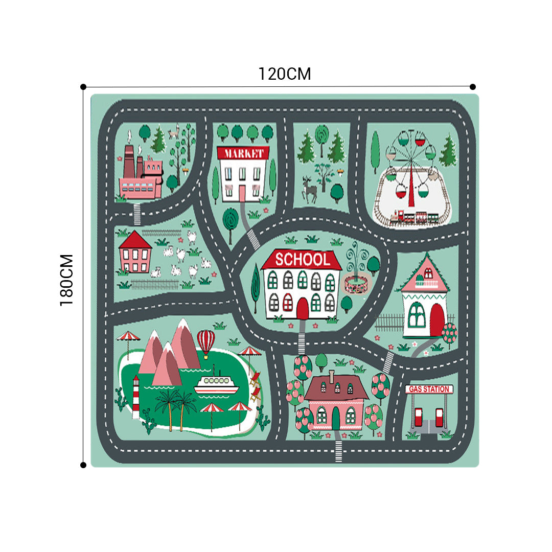 SOGA 2X 120cm Kids Rug Street Map Play Mat, Educational Baby Theme Park Area Rugs • LUZ-KidCarpet605X2