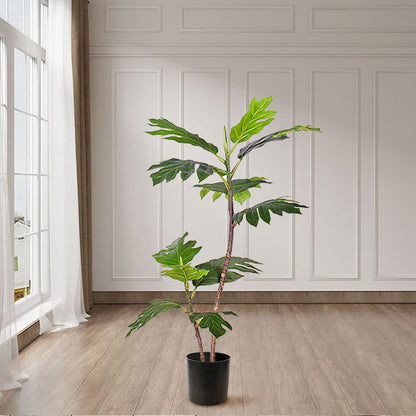 SOGA 90cm 2-Trunk Artificial Natural Green Split-Leaf Philodendron Tree Fake Tropical Indoor Plant Home Office Decor • LUZ-APlant90122Q