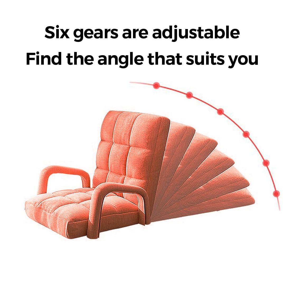 SOGA Foldable Lounge Cushion Adjustable Floor Lazy Recliner Chair with Armrest Orange • LUZ-LoungeArmOrange