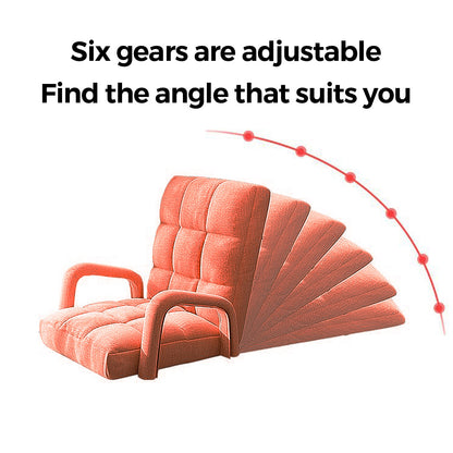 SOGA Foldable Lounge Cushion Adjustable Floor Lazy Recliner Chair with Armrest Orange • LUZ-LoungeArmOrange