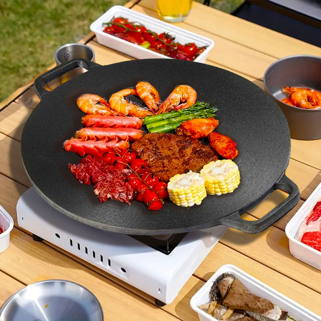 SOGA 42x37cm Cast Iron Induction Crepes Pan Baking Cookie Pancake Pizza Bakeware • LUZ-ZPai005B