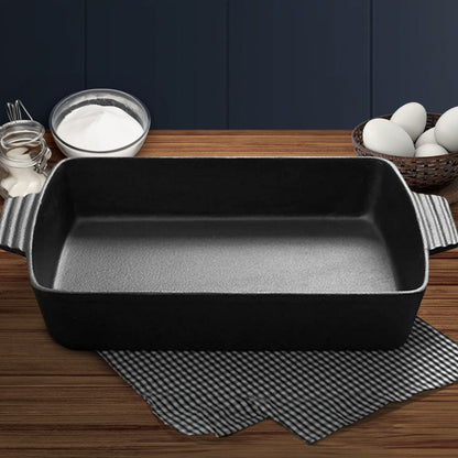 SOGA 2X 33cm Cast Iron Rectangle Bread Cake Baking Dish Lasagna Roasting Pan • LUZ-ZPaiA10X2