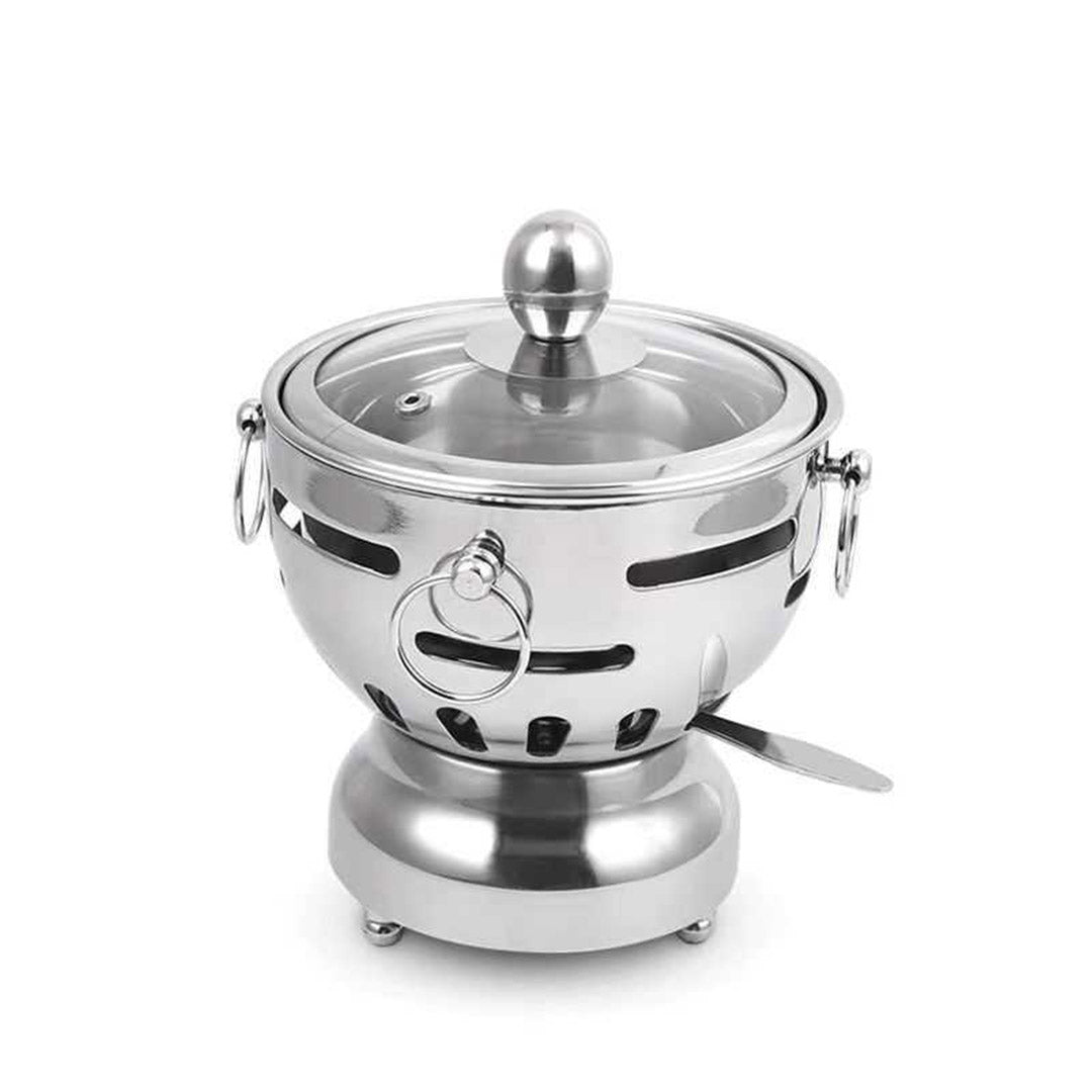 SOGA 2X Stainless Steel Mini Asian Buffet Hot Pot Single Person Shabu Alcohol Stove Burner with Glass Lid • LUZ-ChafingDishHotPot7X2
