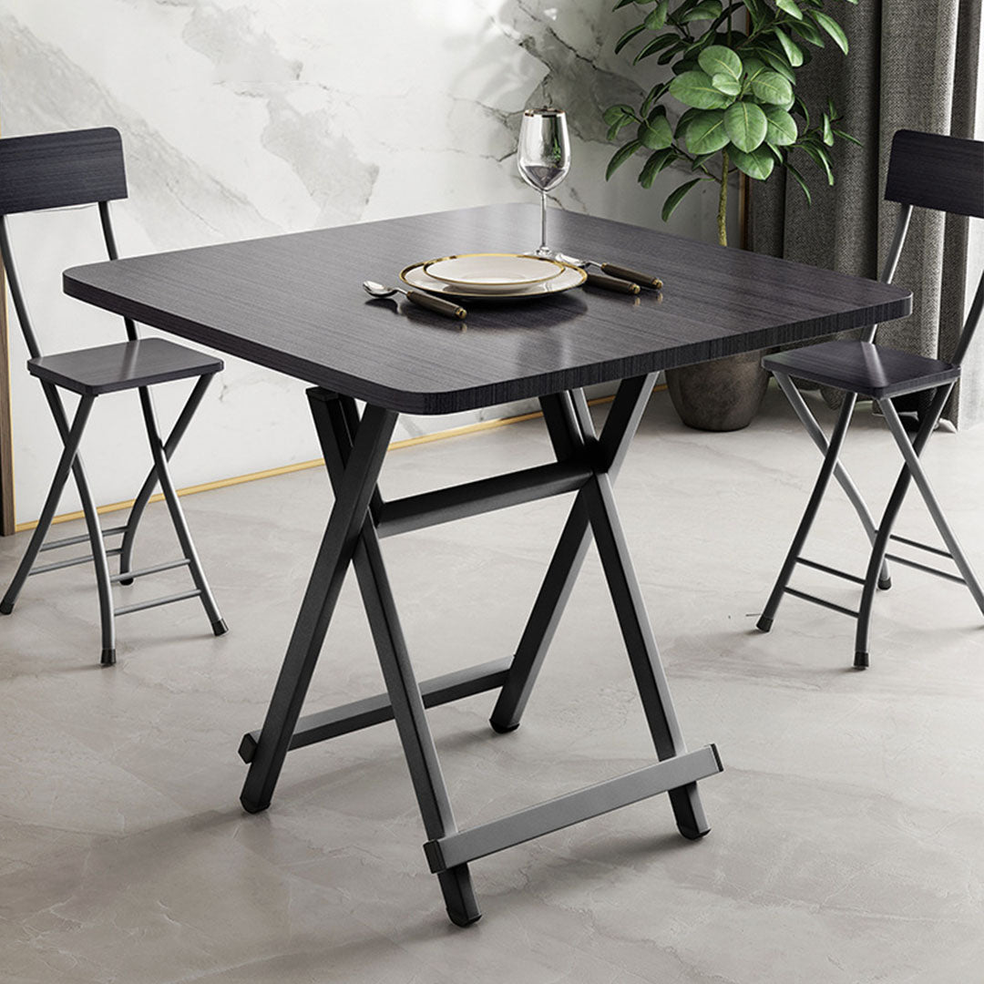 SOGA 2X Black Dining Table Portable Square Surface Space Saving Folding Desk Home Decor • LUZ-Table1206TallX2