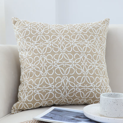 SOGA 2X 50cmThrow Pillow White and Beige Geometric Pattern Accent for Home Decor • LUZ-FrenchCushion337X2