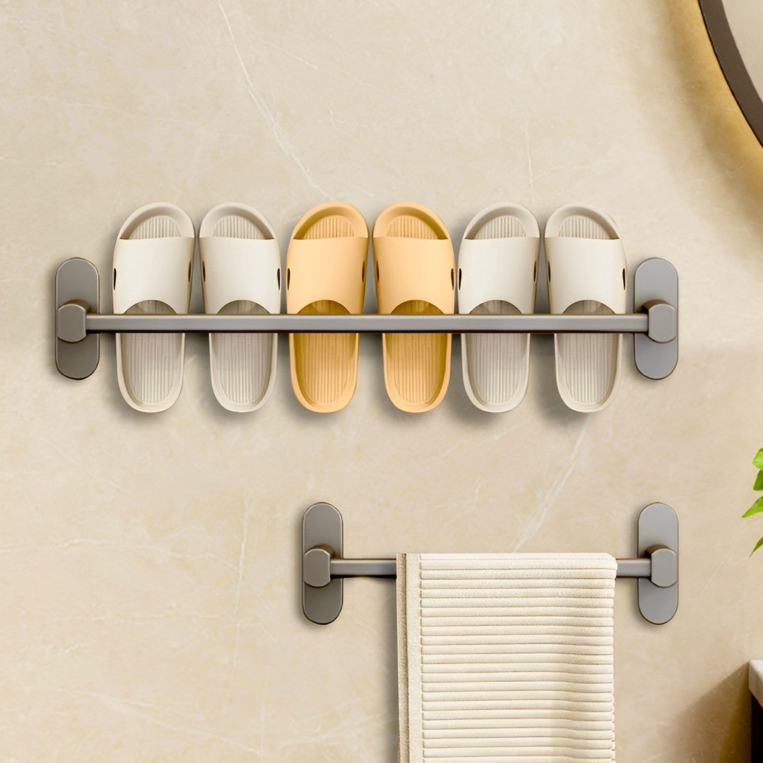 SOGA 69cm Wall-Mounted Slipper Organiser Adhesive Storage Space-Saving Wall Rack LUZ-TAN1042