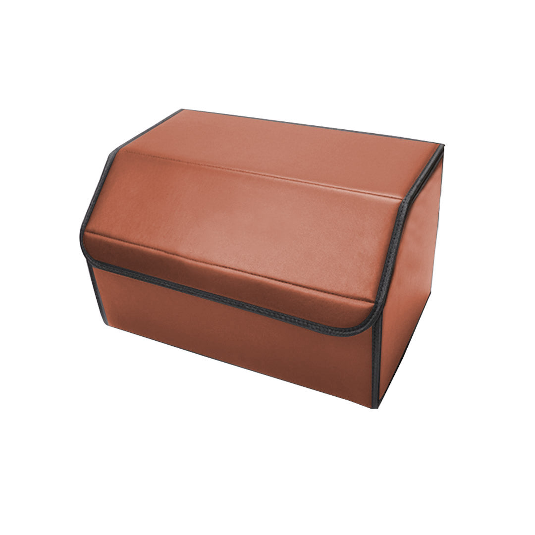 SOGA Leather Car Boot Collapsible Foldable Trunk Cargo Organizer Portable Storage Box Coffee Medium • LUZ-StorageCOFMed