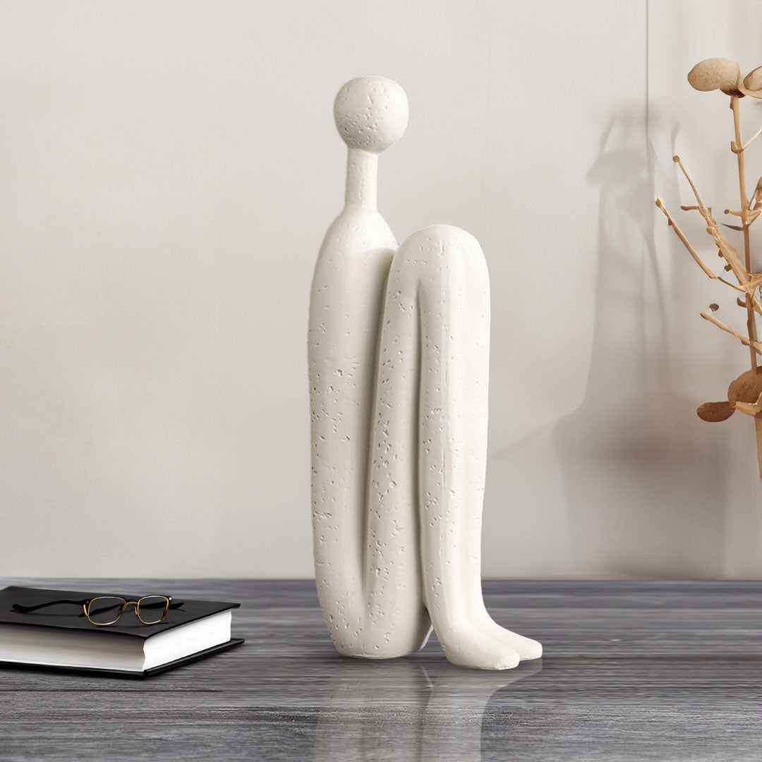 SOGA 2X 10x28cm Ornament Modern Stickman Art Sculpture Minimalist Resin Statue Round Head for Home Decor and Bookend • LUZ-Ornament2924X2