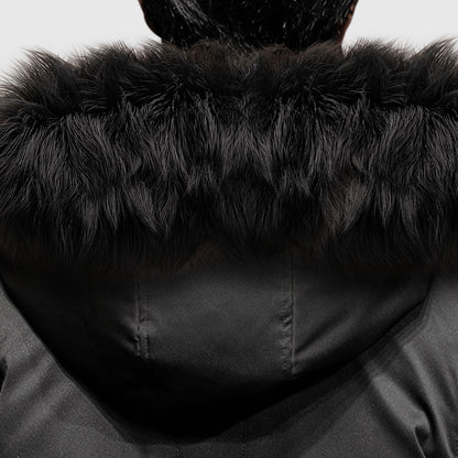 abbee Black XL Winter Fur Hooded Down Jacket Stylish Lightweight Quilted Warm Puffer Coat • LUZ-DJ-886B